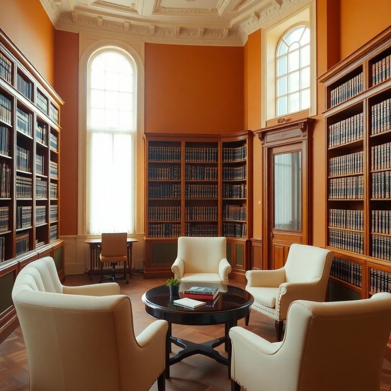 Interior elegant de birou juridic în Sibiu, cu rafturi din lemn și volume juridice